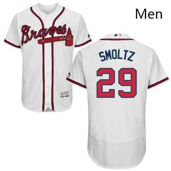 Mens Majestic Atlanta Braves 29 John Smoltz White Home Flex Base Authentic Collection MLB Jersey